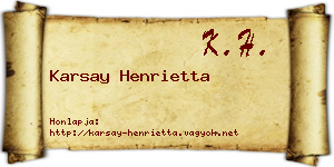 Karsay Henrietta névjegykártya